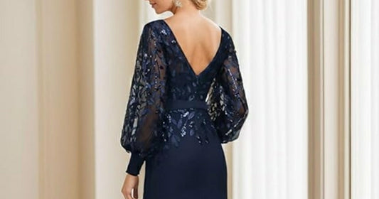 A-Line Mother of the Bride Dress Wedding Guest Sparkle & Shine High Low Jewel Neck Asymmetrical Tea Length Chiffon Lace Sequined Long Sleeve with Sequin Appliques Fall