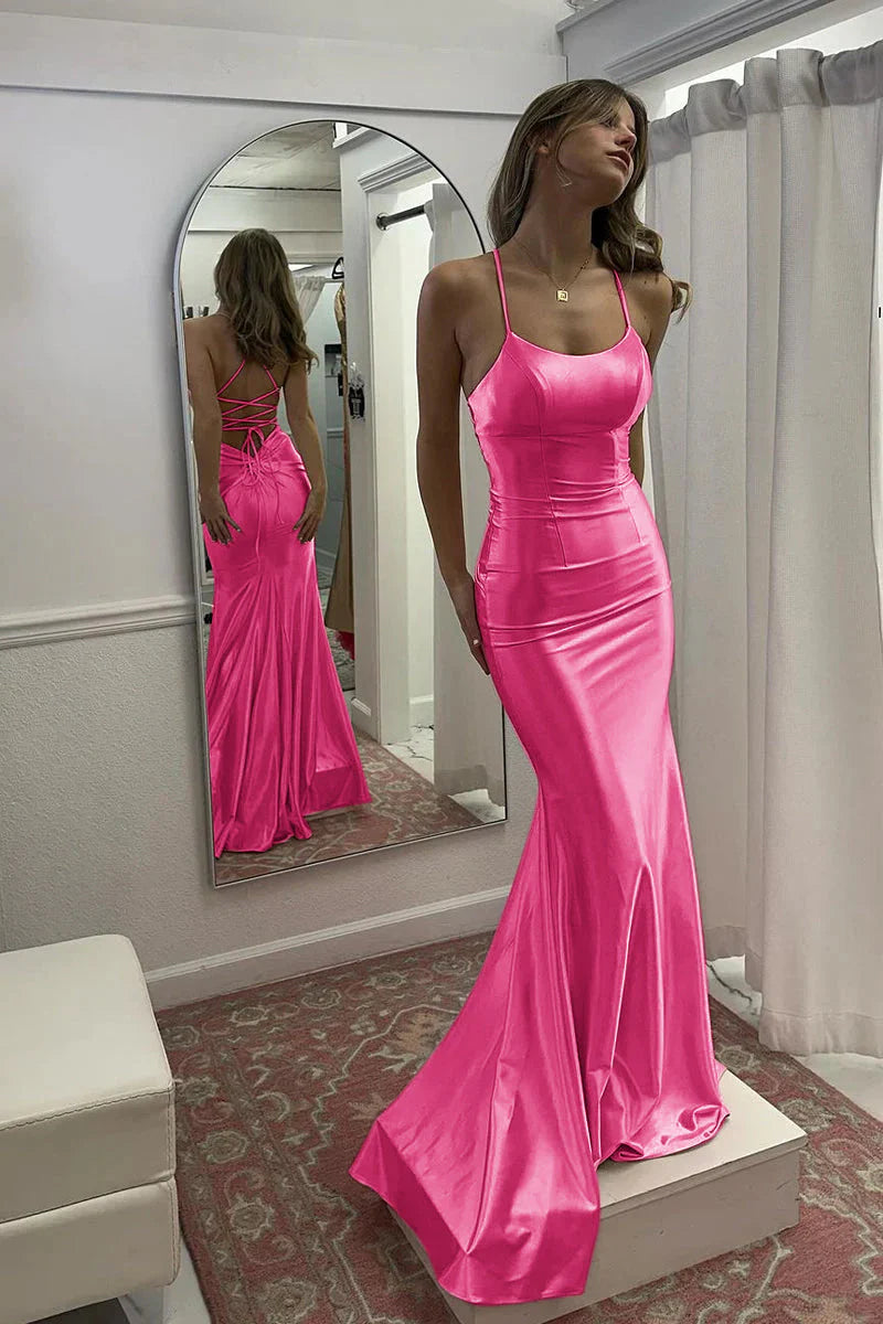 AABEI DRESS Prom Dress Sexy Mermaid Spaghetti Strap Scoop Neck Backless Satin Long Formal Dress