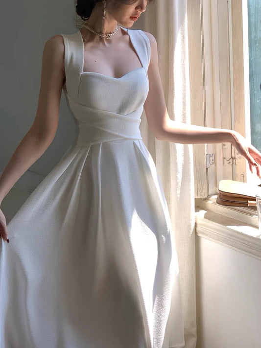 Wedding Dress A Line Chiffon Sleeveless Elegant Simple Formal Wear Dresses