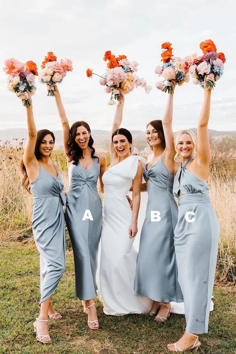 Bridesmaid Dresses Elegant Sheath Halter Silk Satin