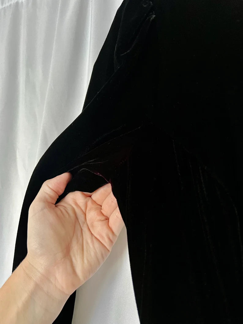 Evening Dress Velvet Dress Long Sleeves Vintage Velvet and Lace Splicing Maxi Dress Formal Dresses Wedding Guest Dress