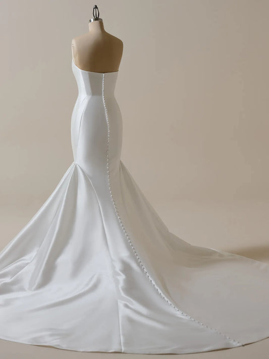 Wedding Dress Strapless Sweetheart Neckline Sleeveless Mermaid Cultivate oneself Bridal Gown Formal Wear Dress