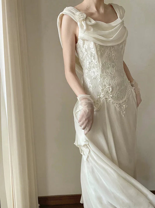 Wedding Dress A Line Lace Chiffon Dress Formal Wear Dresses Without Gloves