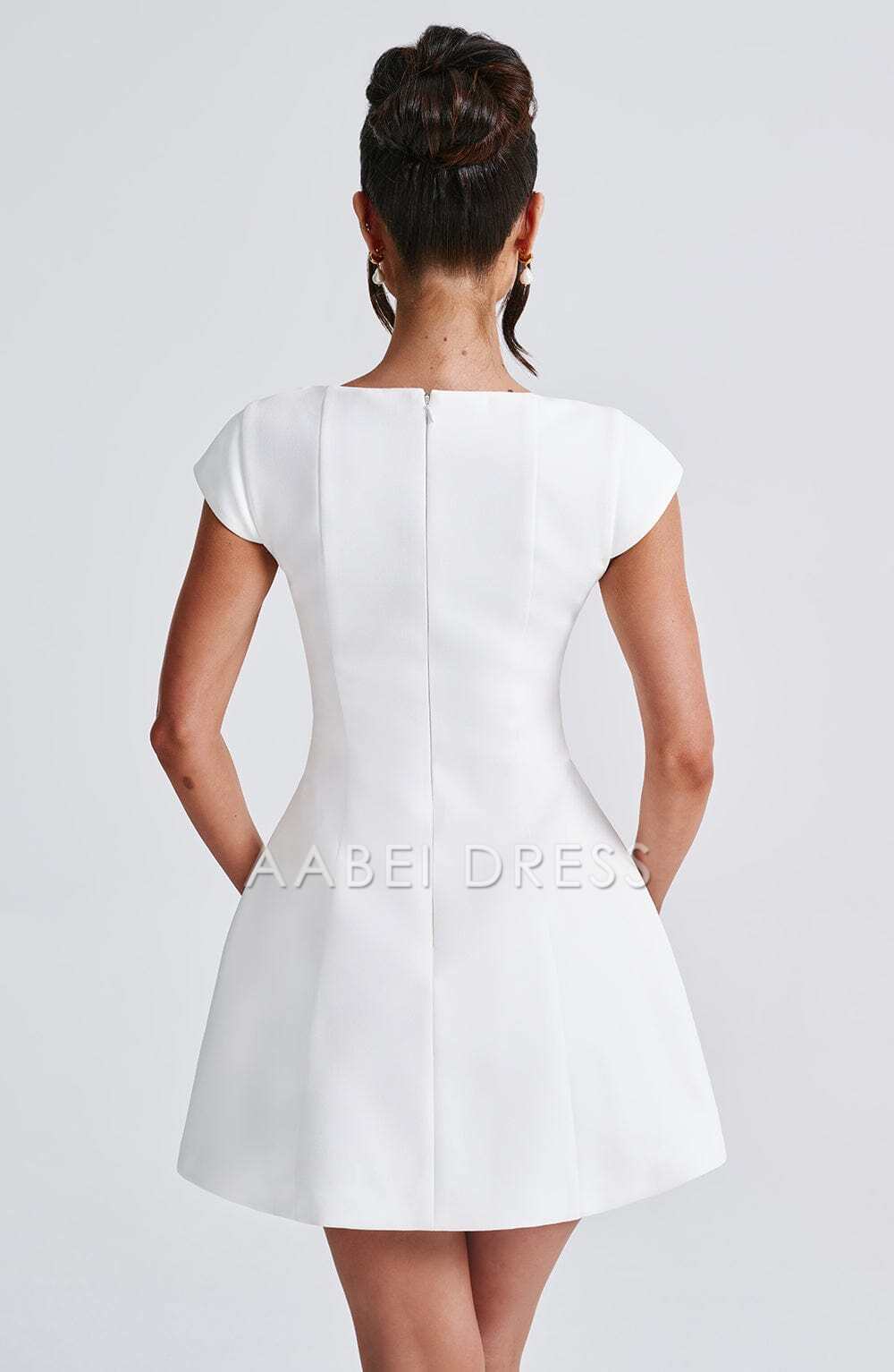 AABEI DRESS Hot Sale Homecoming Dress Elegant A Line Square neck cap sleeves Mini Dress Simple Short Prom Dresse