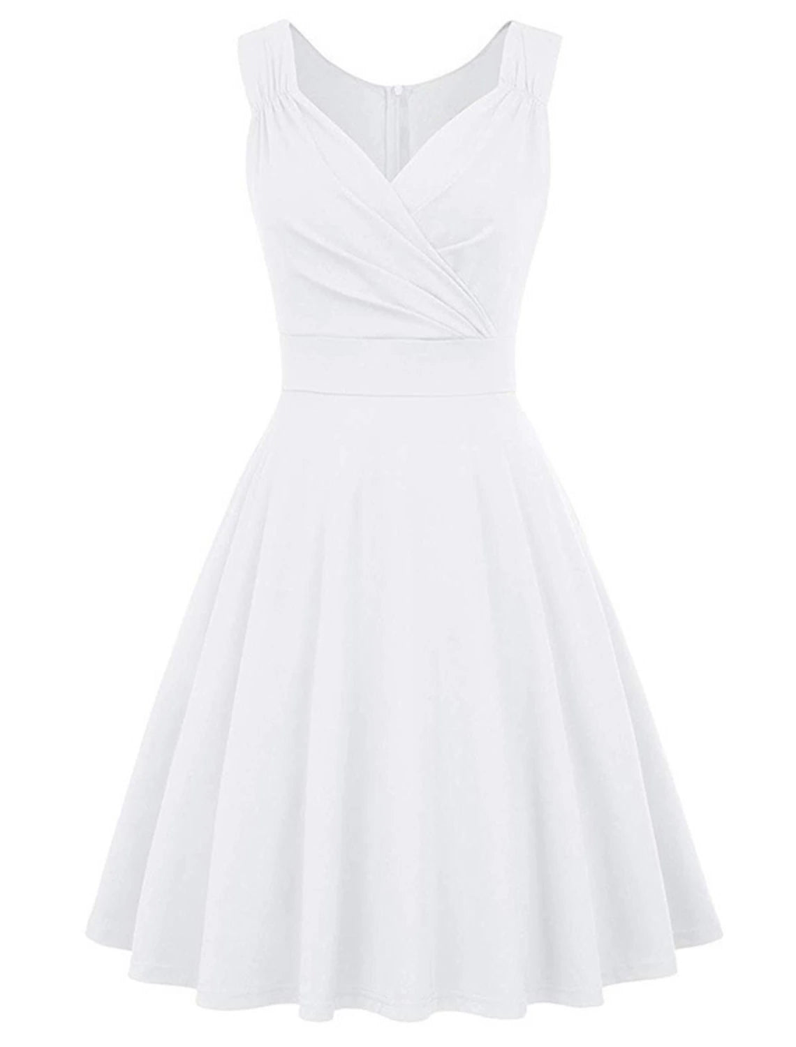 A-Line Minimalist Elegant Party Wear Cocktail Party Dress V Neck Sleeveless Tea Length Spandex with Pleats