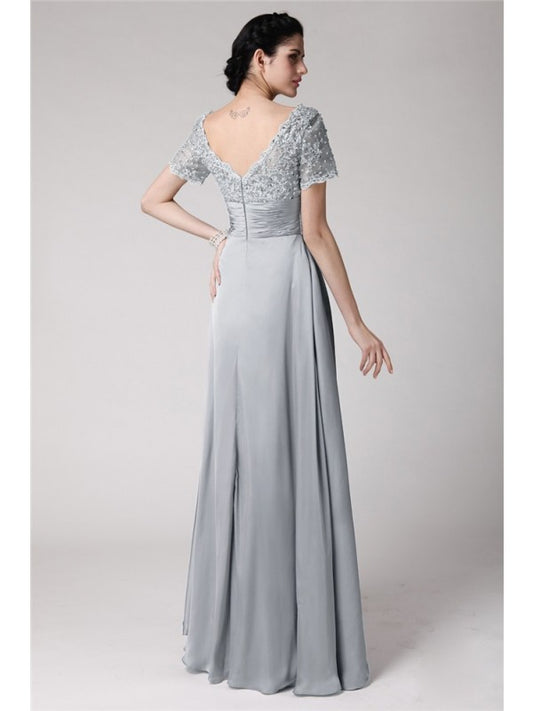 Sheath/Column Square Beading Applique Woven Satin Mother of the Bride Dresses