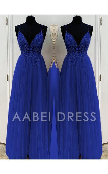 AABEI DRESS High Quality Prom Dresses A-Line Elegant Beading Tulle Spaghetti Straps Sleeveless Floor-Length Dresses