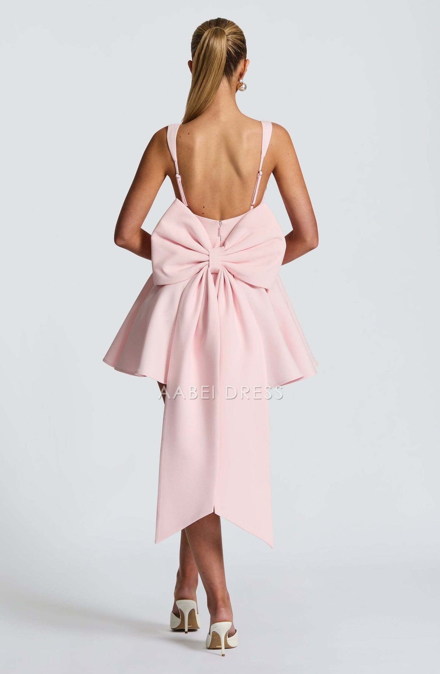AABEI DRESS Hot Sale Homecoming Dress Fashion A Line Square Neckline Boning Bodice Adjustable Shoulder Straps Backless Bow Mini Dress Cute Short Prom Dresse
