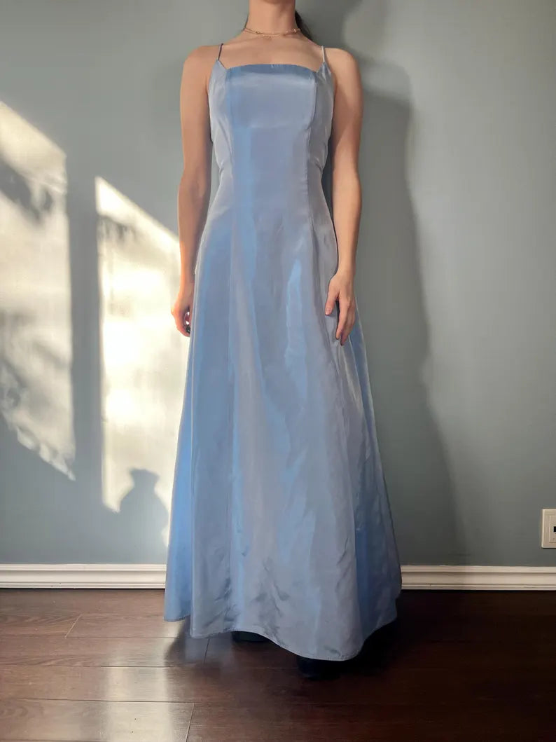 Evening Dress Spaghetti Strap Square Neck Backless Lace up Elegant Simple Formal Wear Dresses