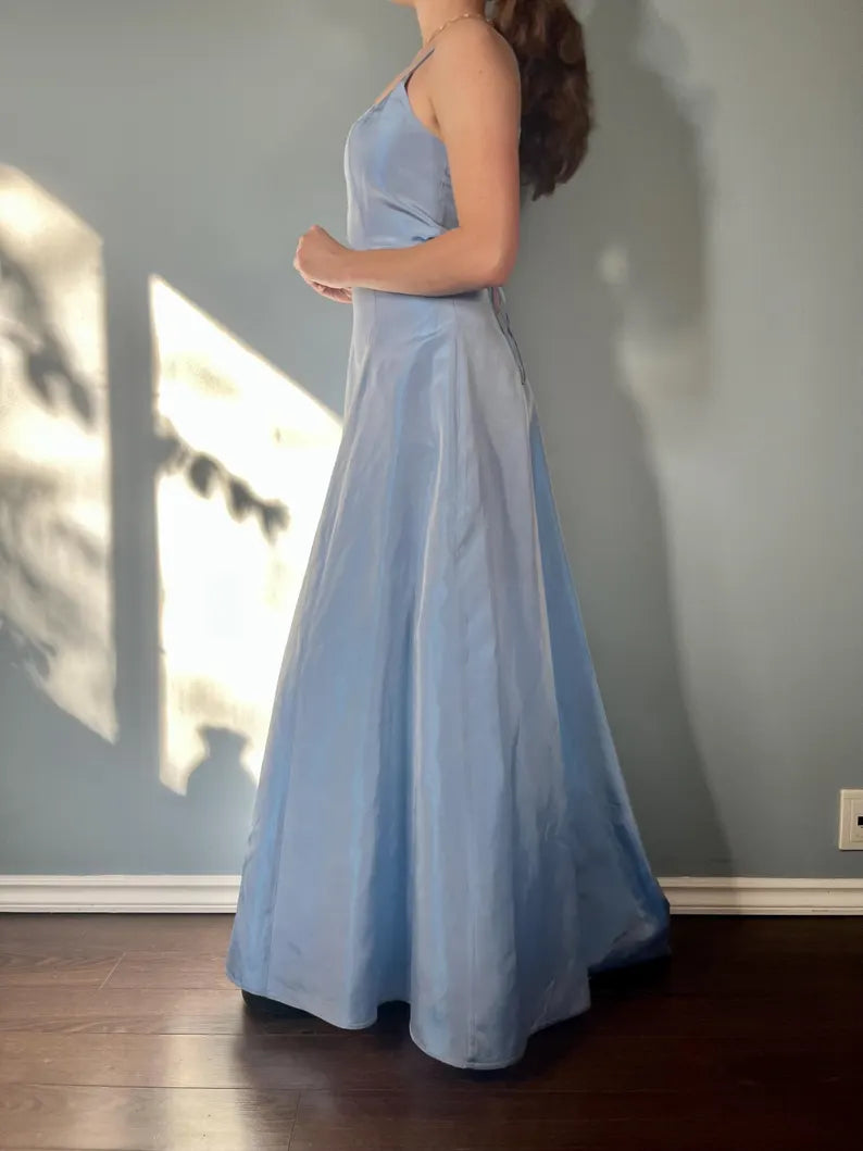 Evening Dress Spaghetti Strap Square Neck Backless Lace up Elegant Simple Formal Wear Dresses
