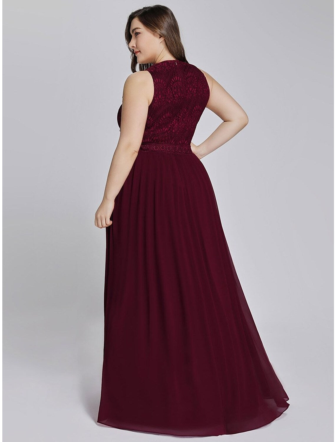 Elegant A-Line Jewel Neck Chiffon Prom Dress with Crystals, Floor Length.