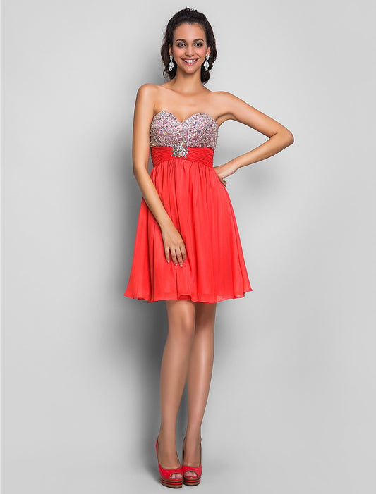 Back view of the elegant A-line mini dress.