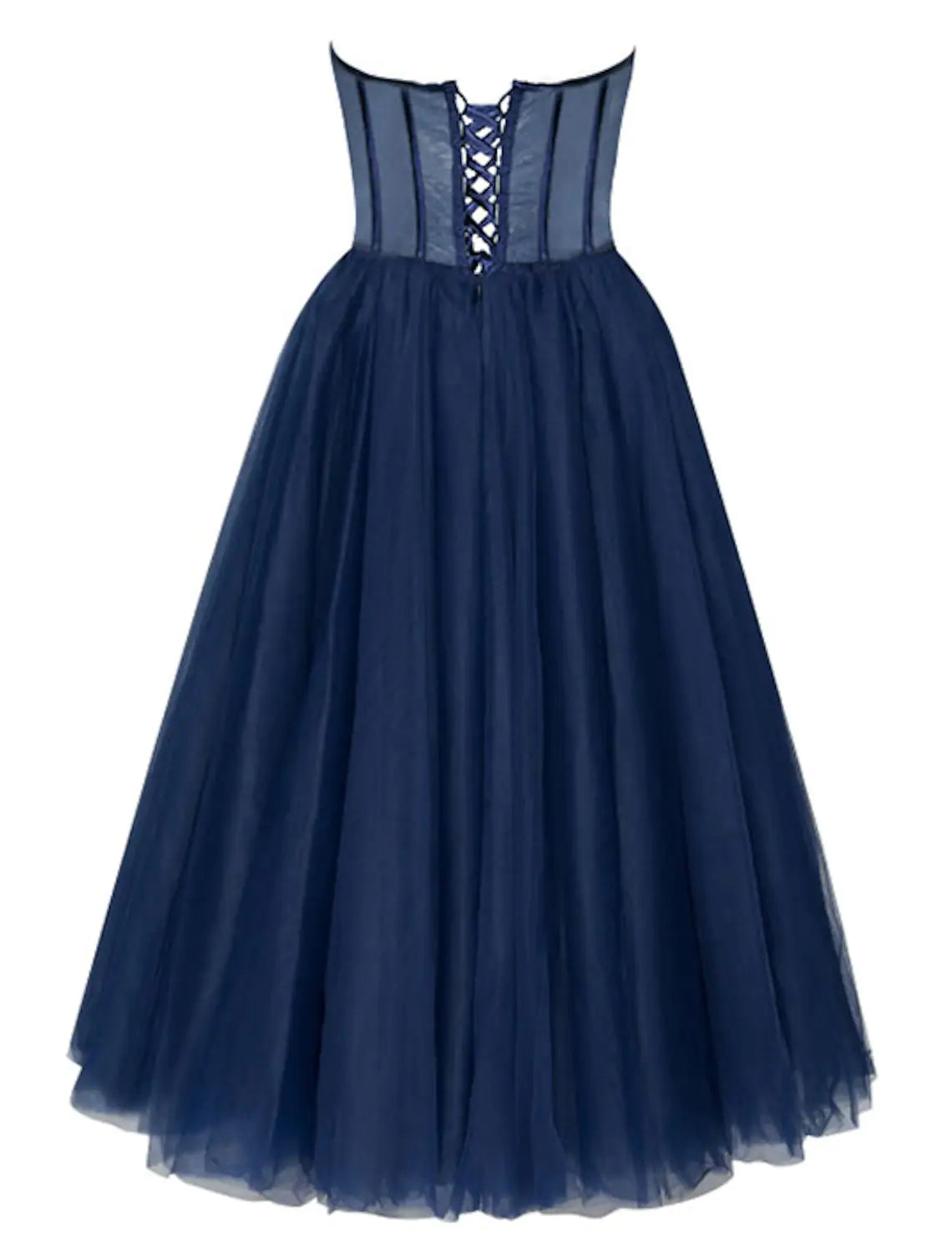 Elegant A-Line Sweetheart Tulle Tea Length Cocktail Dress with Pleats.