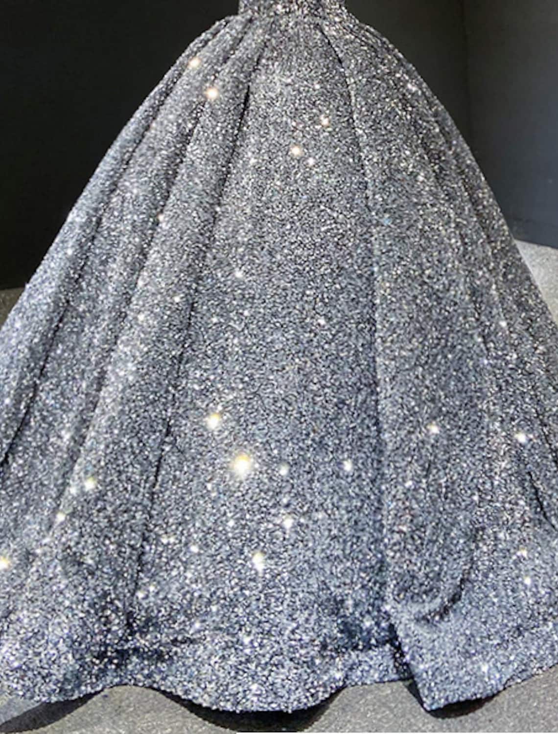 Ball Gown Prom Dresses Luxurious Dress Quinceanera Floor Length Long Sleeve V Neck Sequined with Pleats Sequin
