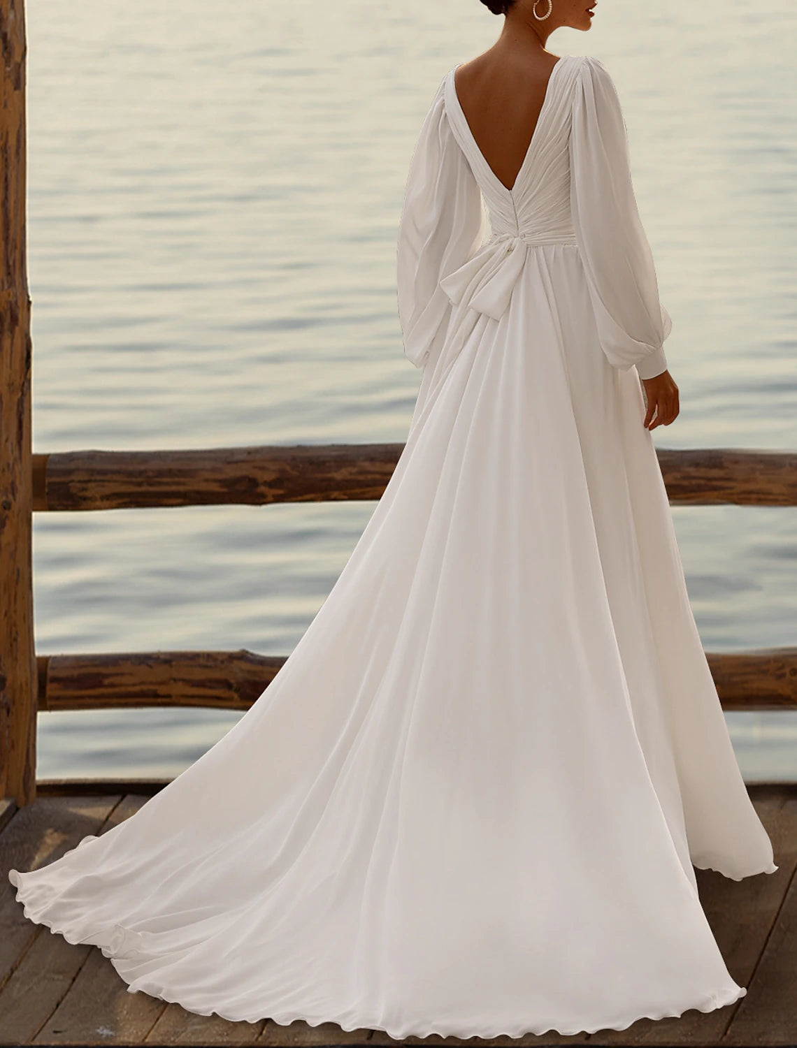 Wedding Dresses A-Line Camisole Sleeveless Tea Length Chiffon Bridal Gowns With Pleats Simple Dresses