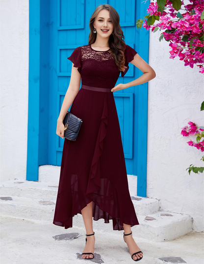 Prom Dress Women Side Fork Elegant Lace Long Simple Formal Wear Dresses