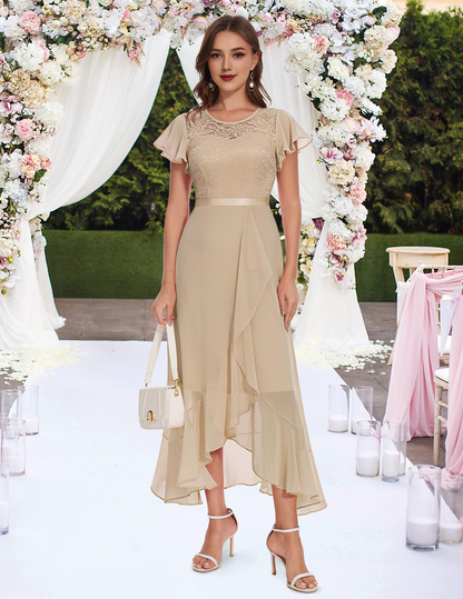 Prom Dress Women Side Fork Elegant Lace Long Simple Formal Wear Dresses