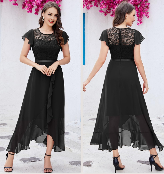 Prom Dress Women Side Fork Elegant Lace Long Simple Formal Wear Dresses