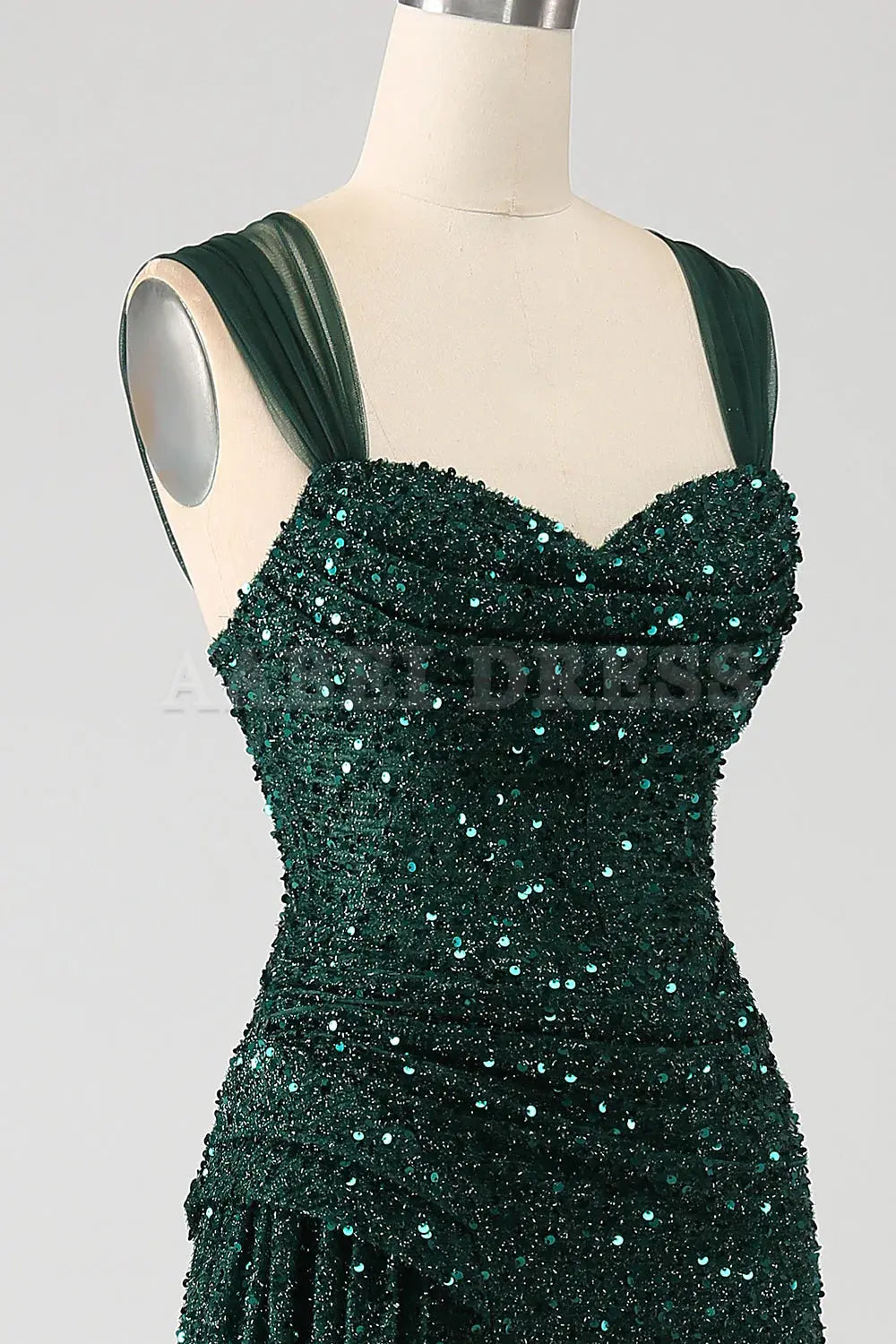 Prom Dress  Heart-shaped collar Sparkly Sheath Shining Pleated Long Side Fork Gorgeous High Quality Formal Wear Dresses