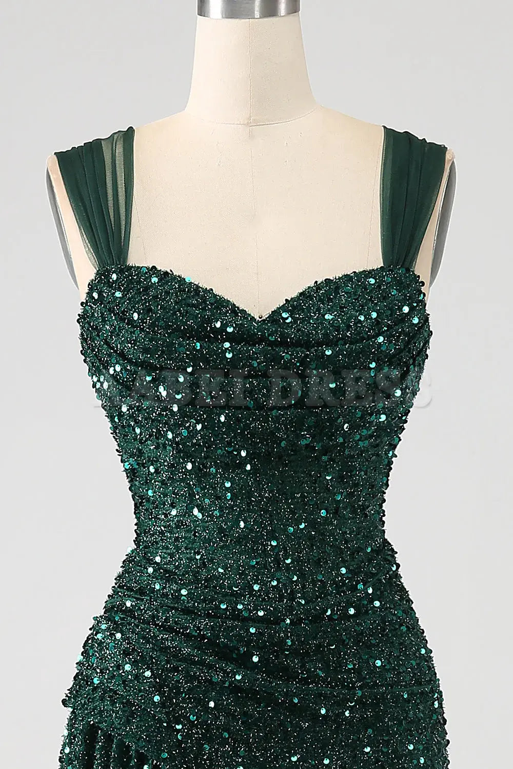 Prom Dress  Heart-shaped collar Sparkly Sheath Shining Pleated Long Side Fork Gorgeous High Quality Formal Wear Dresses