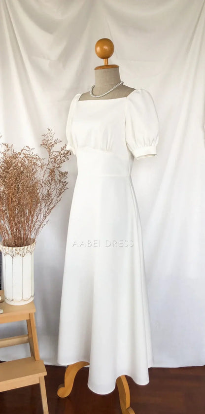 AABEI DRESS Party Dress Elegant A Line Square Neck Puff Sleeve Vintage Simple Prom Dress