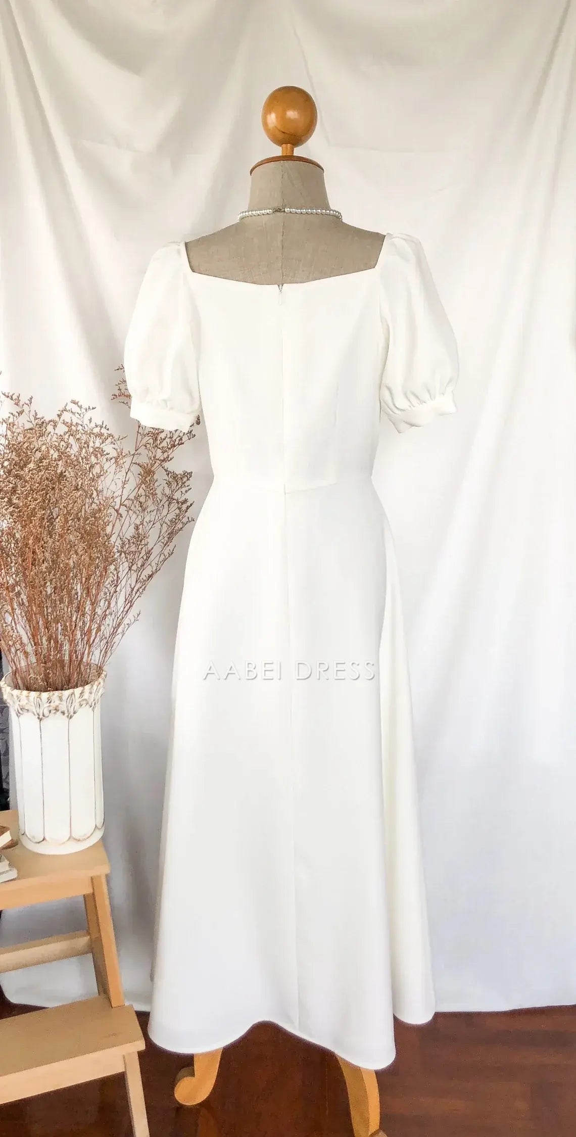 AABEI DRESS Party Dress Elegant A Line Square Neck Puff Sleeve Vintage Simple Prom Dress