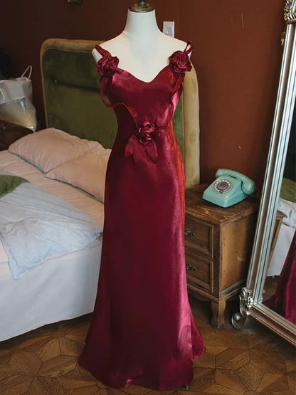 Charming Mermaid V Neck Spaghetti Laceup Floor Bridesmaid Gown