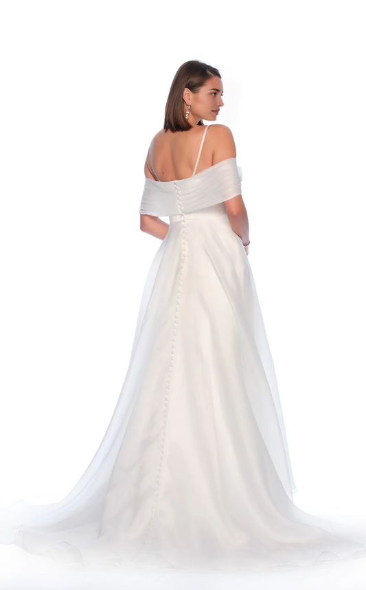 AABEI DRESS Exquisite A Line Spaghetti Strap Pleated Side Fork Backless Fashion Wedding Dress