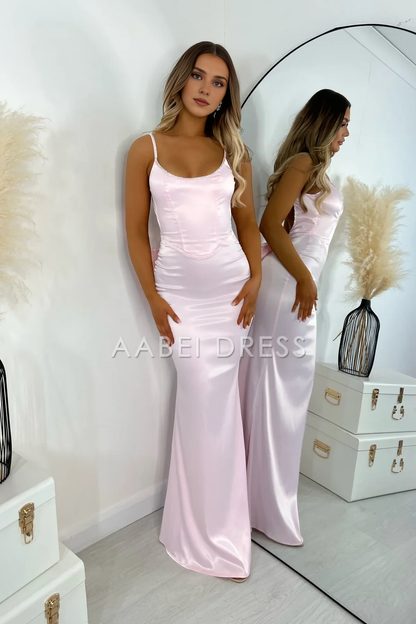 AABEI DRESS Prom Dress Personality Mermaid Spaghetti Straps Long Backless With Bowknot Gorgeous Formal Dress