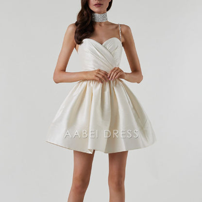 AABEI DRESS New Homecoming Dress Party Dresses Spaghetti Strap Solid Color Low Cut Sexy Mini Evening Dress Fashion Elegant Banquet Chic Vestido Short Prom Dress