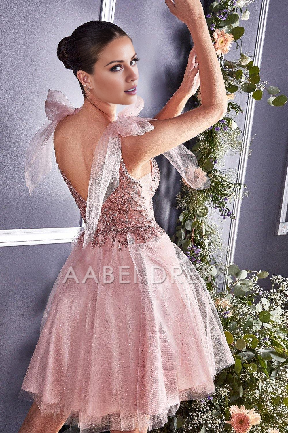 AABEI DRESS Hot Sale short Prom Dress Exquisite A-line sleeveless V-neckline lace applique Homecoming Dresses