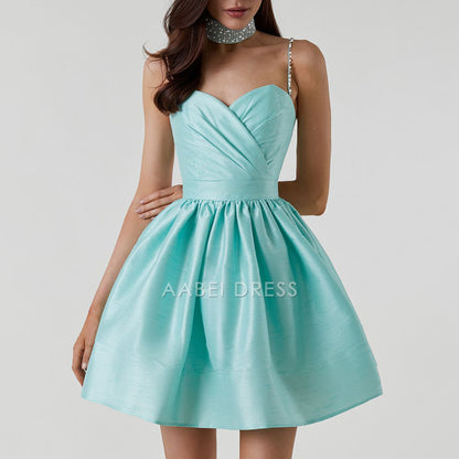 AABEI DRESS New Homecoming Dress Party Dresses Spaghetti Strap Solid Color Low Cut Sexy Mini Evening Dress Fashion Elegant Banquet Chic Vestido Short Prom Dress