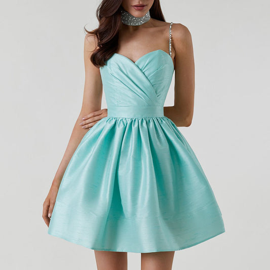 AABEI DRESS New Homecoming Dress Party Dresses Spaghetti Strap Solid Color Low Cut Sexy Mini Evening Dress Fashion Elegant Banquet Chic Vestido Short Prom Dress