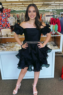 AABEI DRESS New Homecoming Dress Exquisite A-Line Short Sleeves Pleated Beaded Fashion Short Prom Dresse