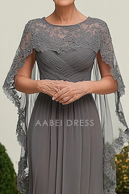 AABEI DRESS Mother Of The Bride Dress Lace Cloak Chiffon Pleated Retro Elegant Formal Wear Dresse