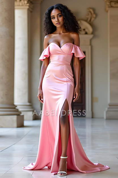 AABEI DRESS Hot Sale Prom Dress Exquisite Ruffled Sheath Sweetheart Backless Fashion Long With Slit Formal Dress