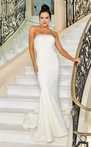 AABEI DRESS Mermaid Strapless Sparkle Neckline Elegant Simple Sweep Train Wedding Dress