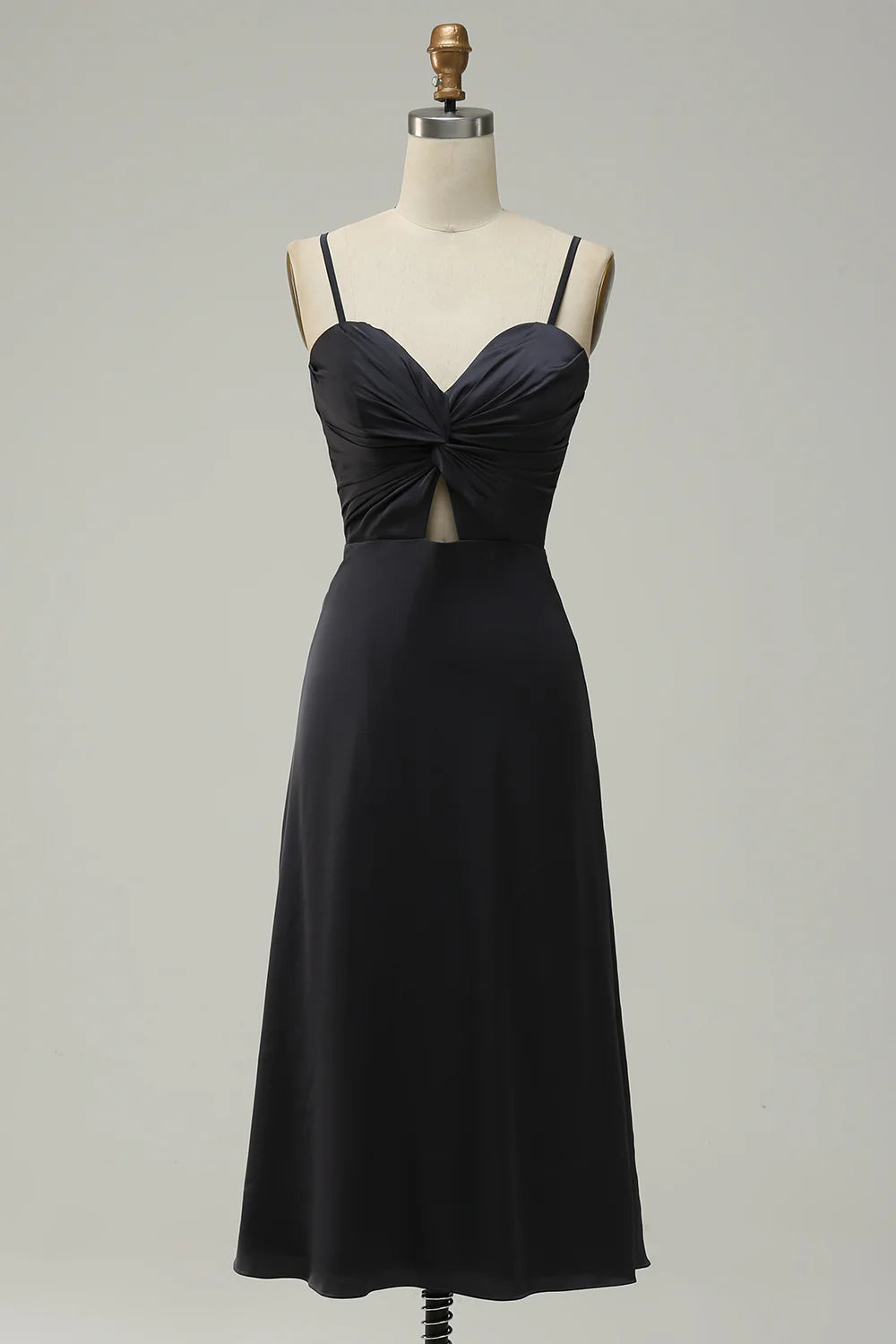 AABEI DRESS Hot Sale Prom Dress A Line Sweetheart Spaghetti Straps Simple With Hollow Out Tea-Length Formal Dress