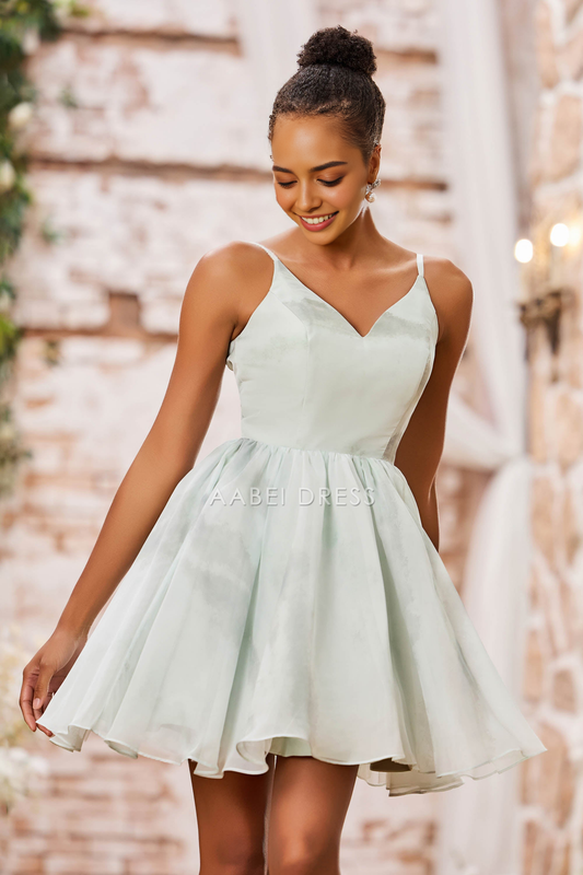AABEI DRESS Short Dress Elegant A-Line V-Neck Spaghetti Straps Backless Simple New Homecoming Dress