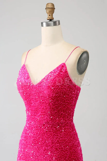 Prom Dress V-Neck Mermaid Cultivate oneself Spaghetti Straps Backless Sequin Side Fork Long Gorgeous Formal Wear Dresses
