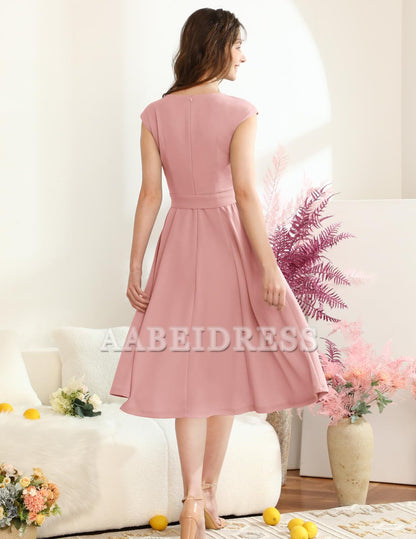 Prom Dress Round Neck Elegant Simple Party Retro Wedding Guest Dresses Formal Wear Dresses