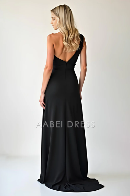 AABEI DRESS Hot Sale Prom Dress Elegant One Shoulder Sheath Backless Simple Long With Slit Formal Dress