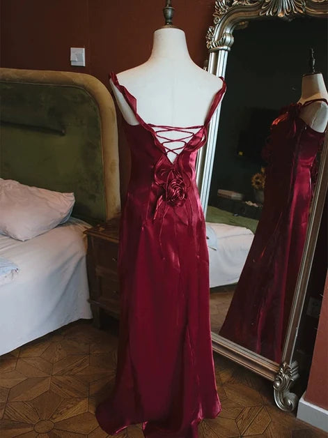 Charming Mermaid V Neck Spaghetti Laceup Floor Bridesmaid Gown
