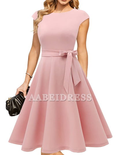 Prom Dress Round Neck Elegant Simple Party Retro Wedding Guest Dresses Formal Wear Dresses