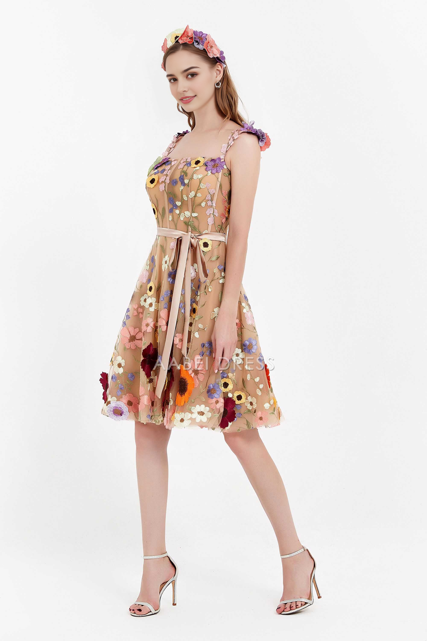 AABEI DRESS Short Dress Exquisite A Line Spaghetti Strap Floral Lace Knee-Length Fashion New Homecoming Dress