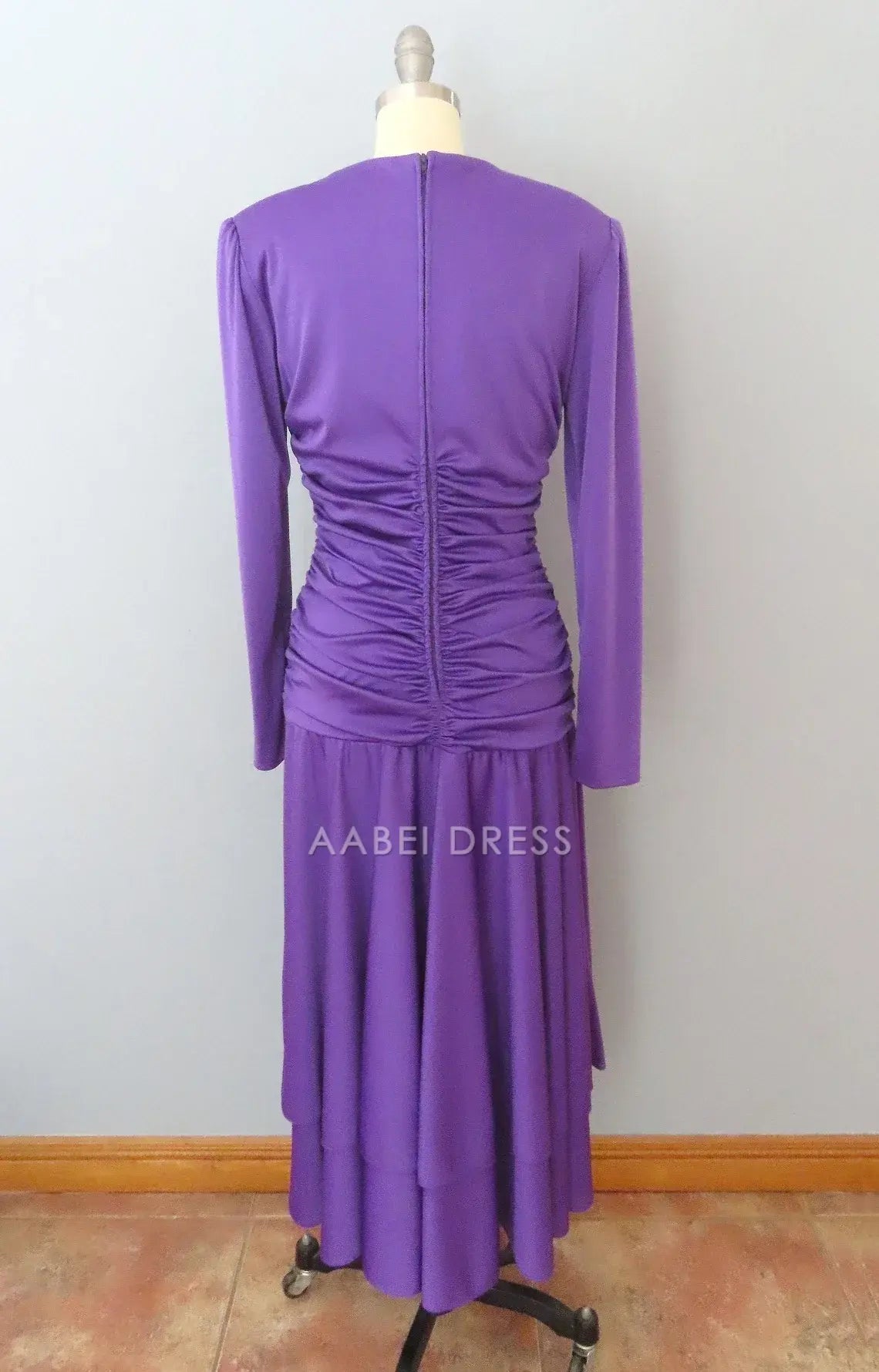 AABEI DRESS Party Dress Vintage V Neck Long Sleeves Pleated Fashion Prom Dress