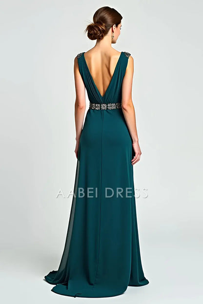 AABEI DRESS Mother Of The Bride Dress Chiffon A Line V Neck Beadwork Exquisite Long Formal Wear Dresse