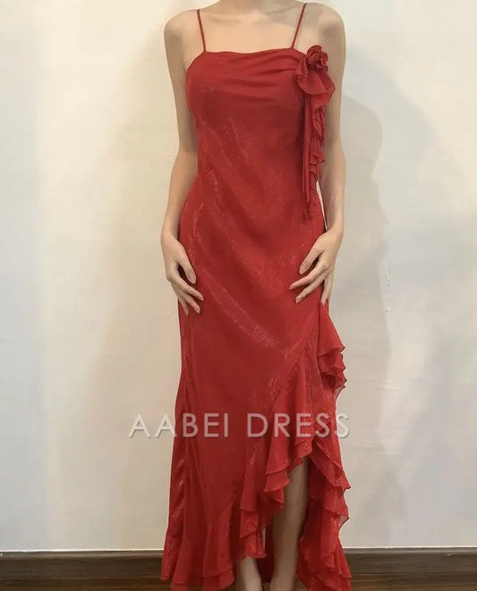 AABEI DRESS Party Dress Fashion Spaghetti Strap Ruched Elegant Long Prom Dress