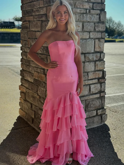 Evening Dress Mermaid Cultivate oneself Strapless layering Prom Dresses Side Fork Exquisite Sweet Lovely Formal Women's Dresses