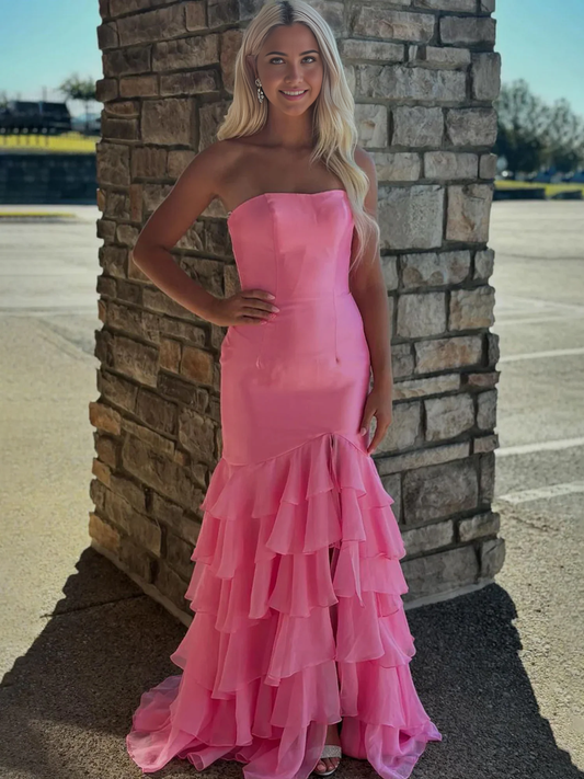 Evening Dress Mermaid Cultivate oneself Strapless layering Prom Dresses Side Fork Exquisite Sweet Lovely Formal Women's Dresses